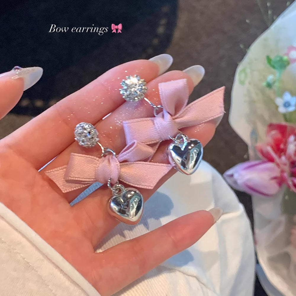Pink bowknot dangle earrings - luxury, elegant, and exquisite for the modern woman