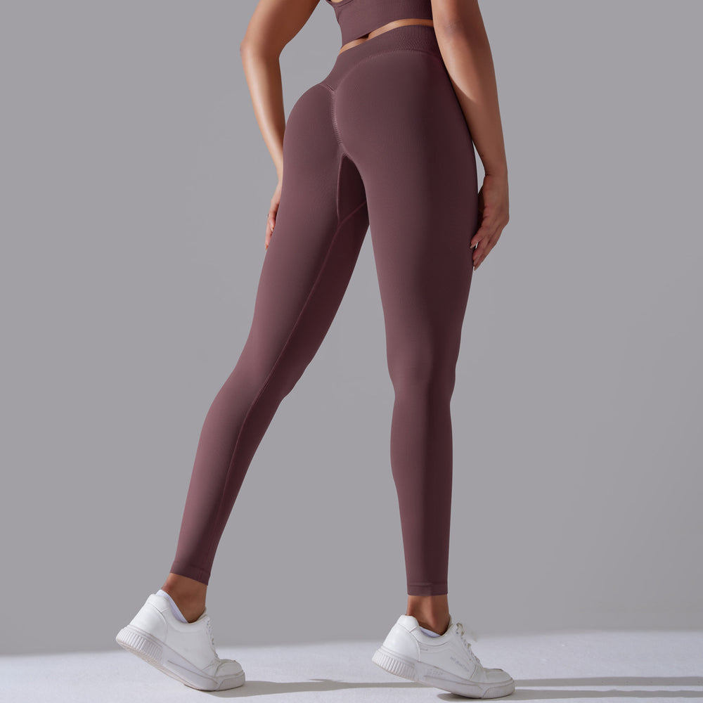 fashion seamless knittingpure colorhigh waist tight peach butt yoga pants sports running fitness nine-point pants