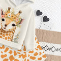 Kids' hoodie set, cross-border hot-selling cartoon animal print girls' fashion hooded sweatshirt and sweatpants set