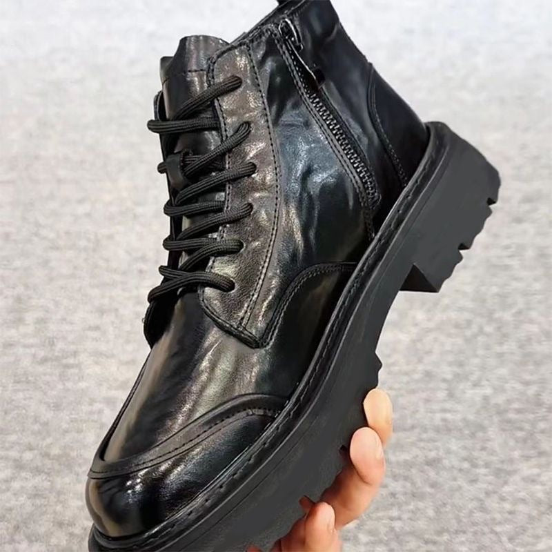 2025 winter new arrival: men's business fleece-lined warm boots - round toe, stylish british style, versatile soft sole, motorcycle leather shoes