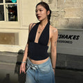 spring/summer new arrivals: european and american style women's solid color sexy halter backless slim-fit tank top - hot girl style