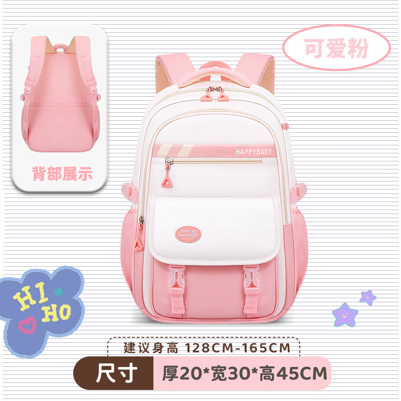 2024 cuhk student backpack - minimalist canvas bag, large capacity backpack for junior high and college girls, spine-protecting, lightweight, campus style