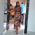 European and american cross-border women's fashion  summer new arrival: elegant printed halter leopard print top and midi skirt set
