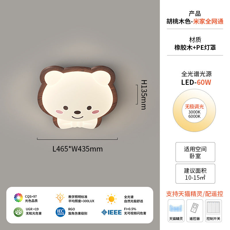 Walnut ceiling light cream antique children's room light creative modeling intelligent lighting warm bedroom light