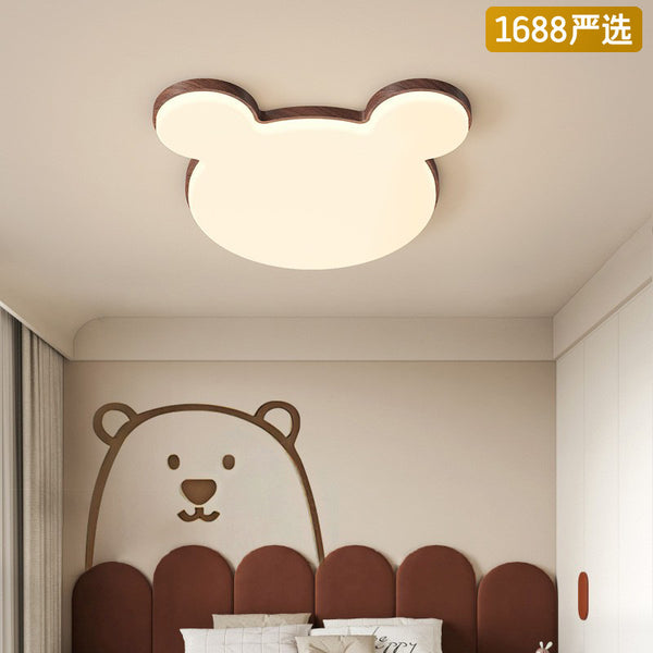[Strict selection] Children's room ceiling lamp Modern simple walnut creative warm Mickey full spectrum eye protection lamp