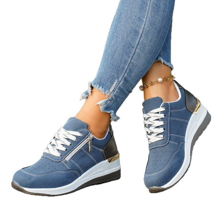 autumn new arrival: plus-size wedge heel casual sneakers, sizes 37-44. wholesale available. dropshipping to  and
