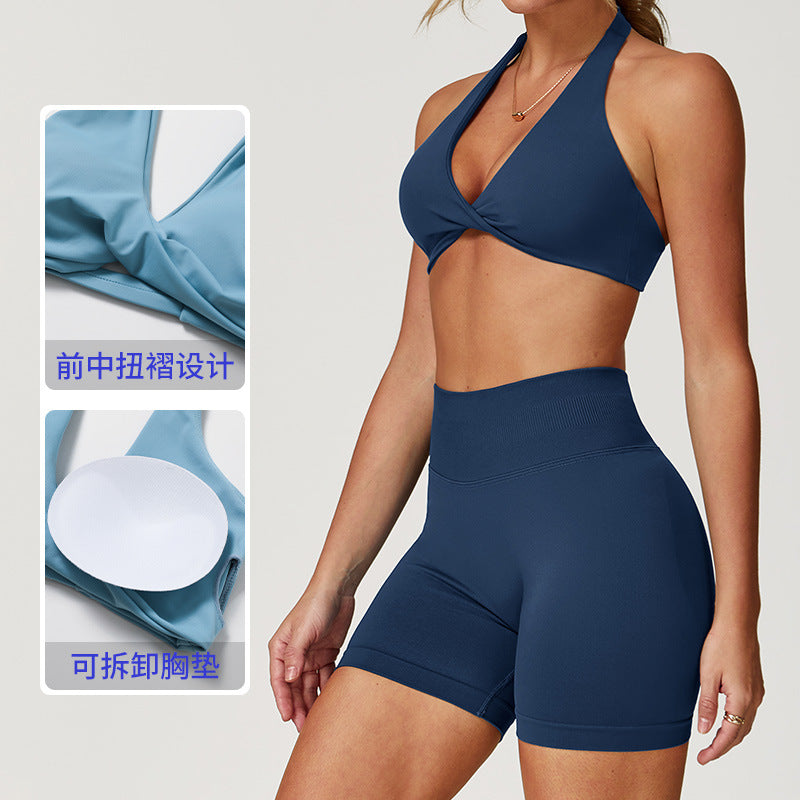 Cloud-feel breathable halter back yoga bra top - compression outdoor sports running fitness apparel 8503