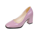 High-heeled casual women's shoes, spring 2026 new collection, fashion square toe block heel, wholesale foreign trade sizes 42-43 plus size women's shoes