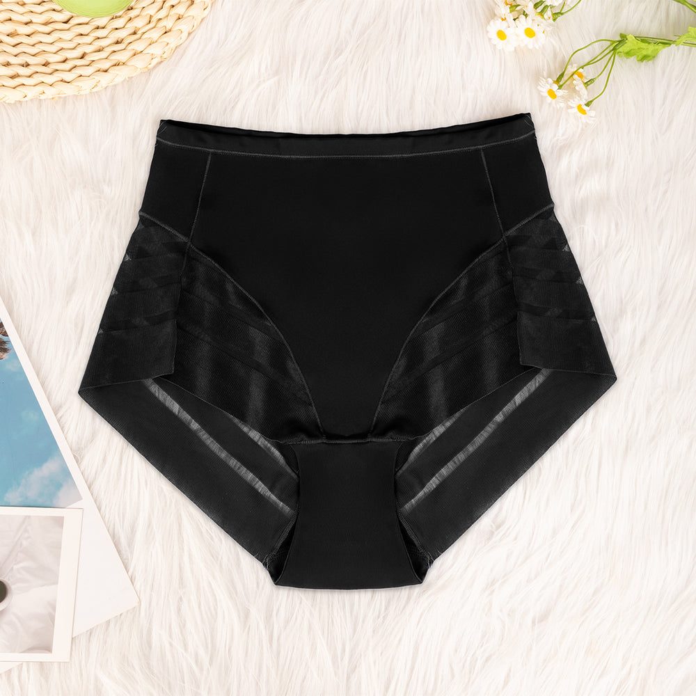 Multi-color combination cross-border exclusive high waist underwear women's breathable invisible plaid transparent sexy mesh women's briefs