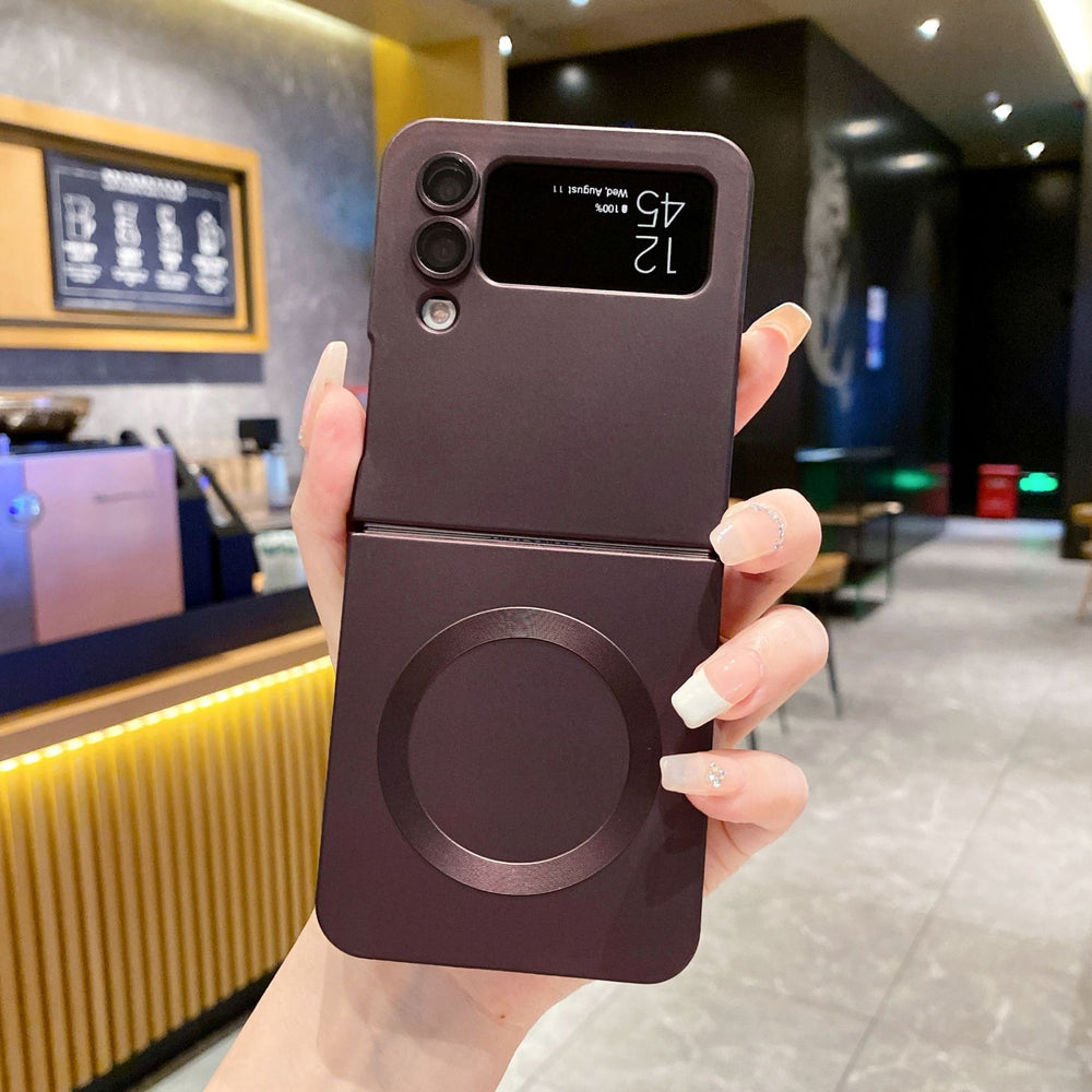 New arrival is suitable for samsung zflip 30% off stacked wireless charging mobile phone case zflip6 liquid metal paint magnetic protective cover