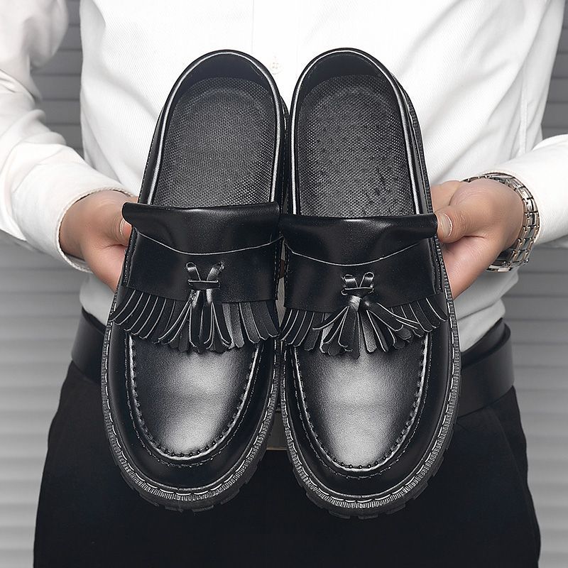 Spring/summer men's leather shoes - versatile casual slip-ons, black work shoes, korean style martin boots, men's loafers