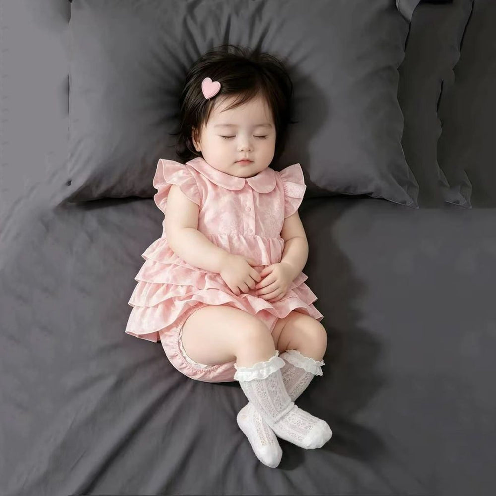 Infant summersweetoutwear hairy baby girl small fresh flying sleeves lace covered skirt elegantoutwear hairy