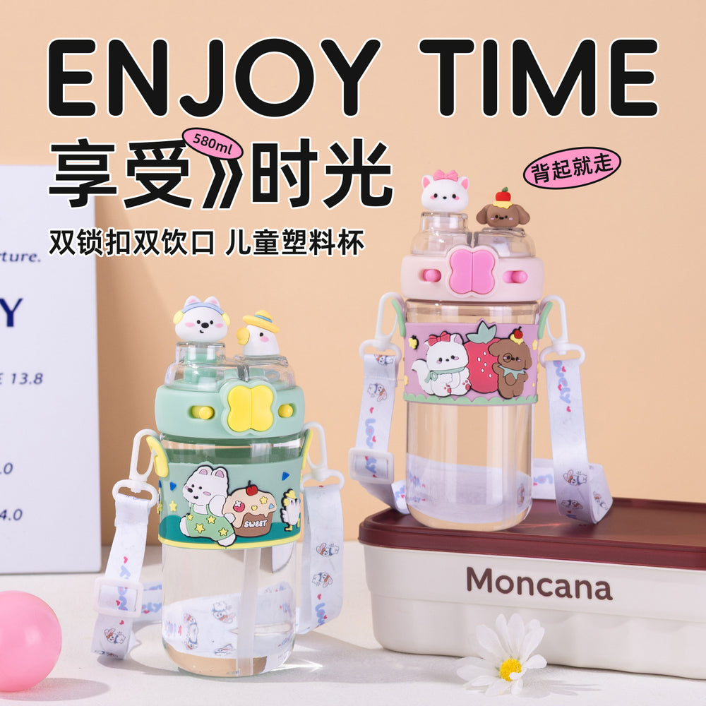 Cartoon water cup creative doll large capacity popular high-looking big belly cup student outdoor portable kids cup