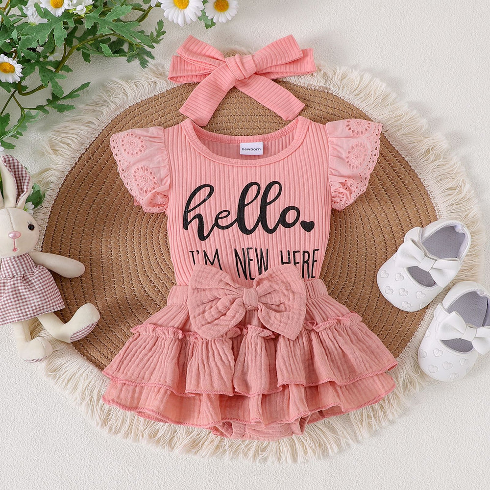 Children's clothing heeeo i'm new here mesh sleeve pit strips  cross-border