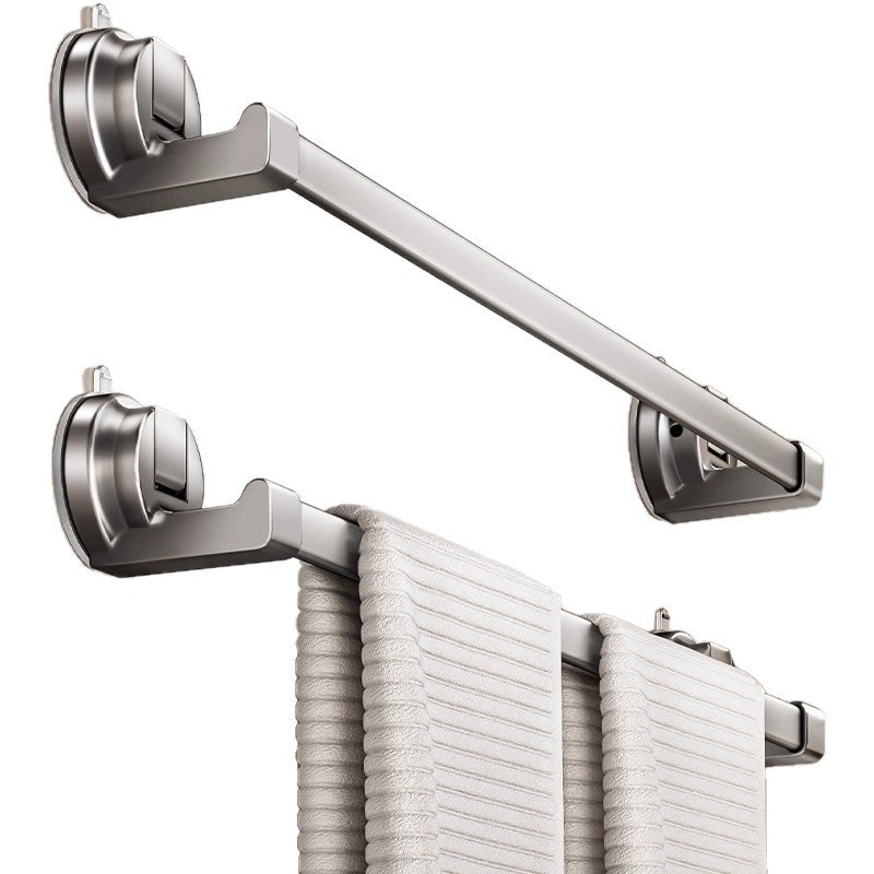 Suction cup strong space aluminum towel rack gun gray bathroom punch-free traceless hanging bath towel slipper storage rack