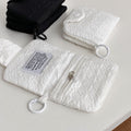 Vintage niche style headphone bag mini pleated coin purse women's cute fabric storage coin id card multi-layer card holder