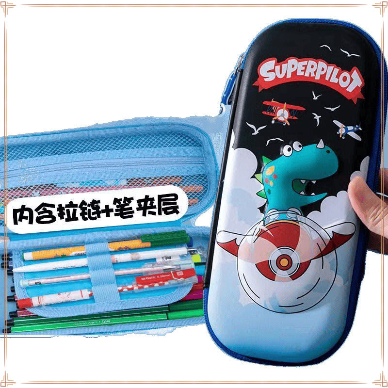 Primary school students pencil case first grade stationery case boys 3D large capacity kindergarten stationery bag cartoon girl pencil case