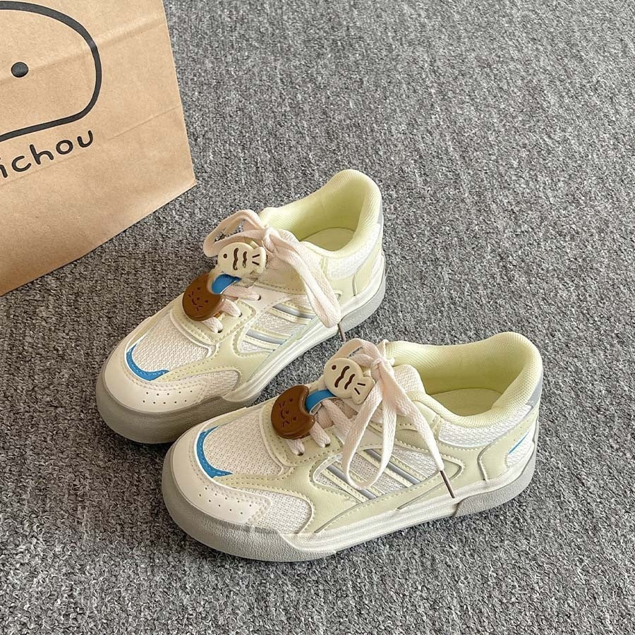 Dopamine platform mesh sneakers - women's 2026 spring/summer hot seller, versatile casual skate shoes, student cartoon athletic shoes
