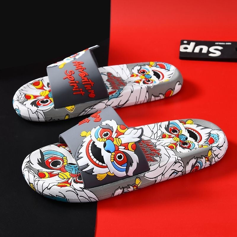Men's and women's national trend slippers men's summer outer wear 2024new arrival non-slip sandals women's trendyfashioncouple slippers wholesale
