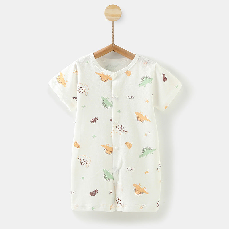 Baby pure cotton baby onesie short-sleeved kids romper summer crawler suit 0-2 years old newborn pajamas outwear suit