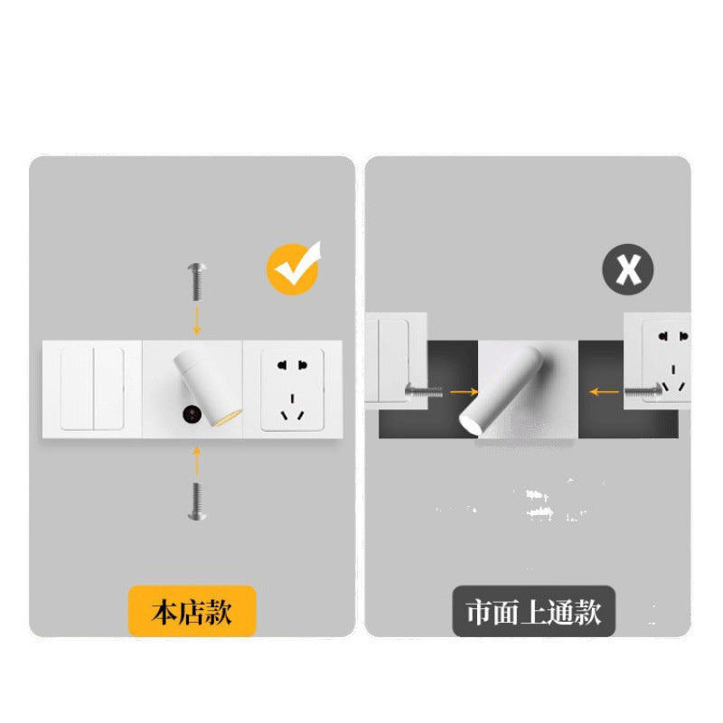 Modern 86-wire box bedroom hotel bedside reading light square bottom box socket switch modified wall spotlight