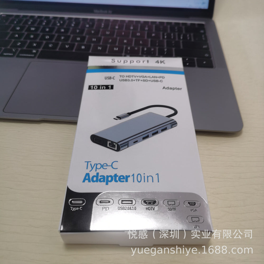 Type-c 10-in-1 docking station typec3.0 notebook macbookpro docking station hub4k multi-function