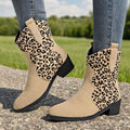 Leopard print martin boots women's  new arrival cross-border plus size women's boots short boots thick heel pointed toe  dropshipping