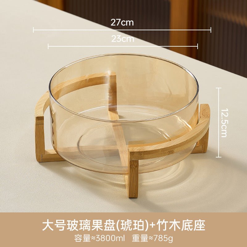 Glass fruit bowl salad bowl with stand - ideal for hotel reception, ktv buffets, home use, welcome snacks, candy storage, and fruit serving