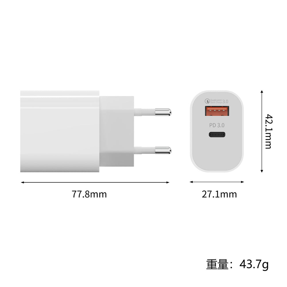 Wow customized pd20w+qc3.0 apple fast charging charging head multi-port charger usb european standard charger