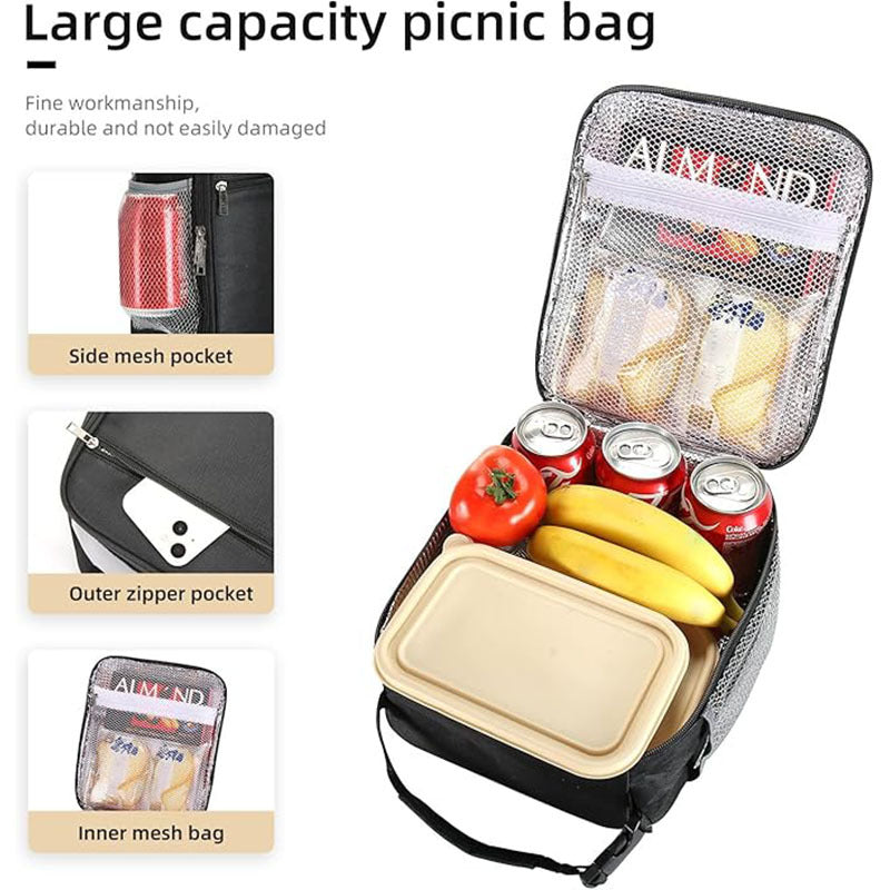 Lunch box bag, portable thermal insulation, thickened waterproof, with rice bag, office worker bento bag, outdoor picnic bag, multi-functional commuting