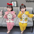 Girls' loungewear set - casual autumn/winter pajamas for kids & toddlers - thickened fleece-lined sleepwear for girls