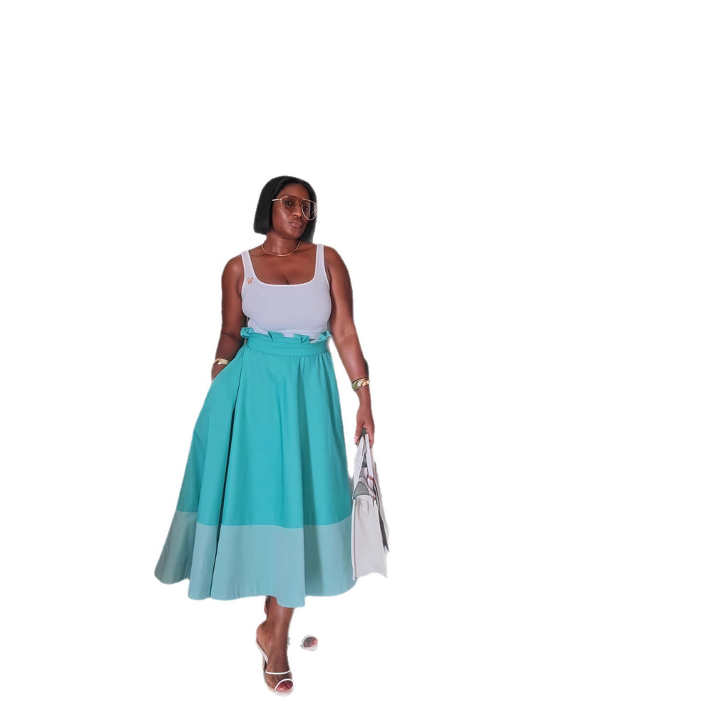 European and american cross-border chic women's fall  new collection: waist-cinching pleated a-line skirt - fashionable and versatile