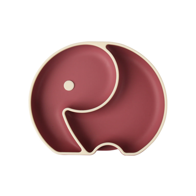 Cross-border baby silicone grid plate two-color plate with lid children's gift silicon feeding tableware set