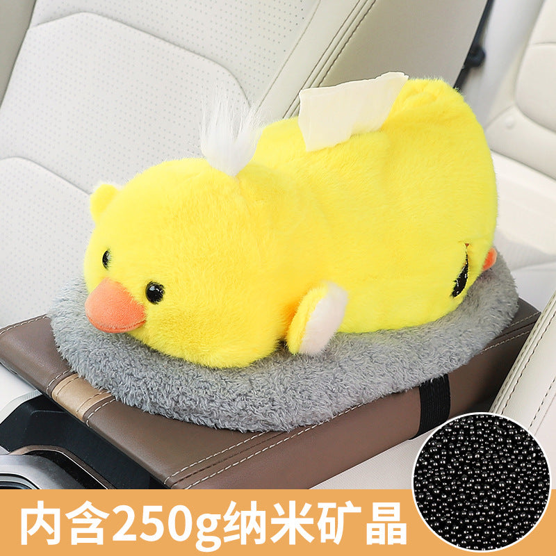 Car tissue box, armrest box, pumping carton, creative car bamboo charcoal bag ornament, high-end doll, car decoration