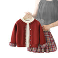 Girls' sweater set - new autumn/winter  collection: round neck, color block, faux two-piece knit cardigan jk outfit
