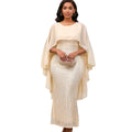 D556 european and american style spring new fashion chiffon cape sequin bodycon maxi dress banquet party gown