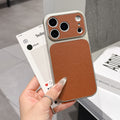 Simple solid color leather texture instantly transforms to 17, compatible with apple 17 pro max lychee grain phone case iphone 16 protective cover