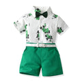 Wholesale foreign trade new children's summer outfit: boys' short-sleeve shirt with rose print, cotton set with belt - direct from the manufacturer