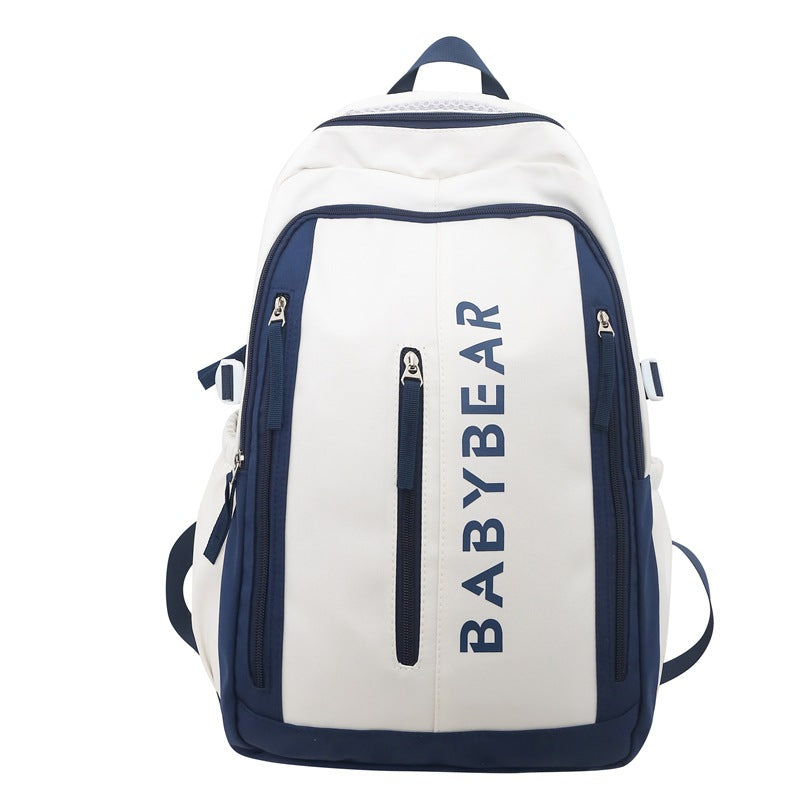 School bag for female college students, Korean version for junior high school students, high school, large-capacity burden reduction backpack for men's middle school students, casual backpack.