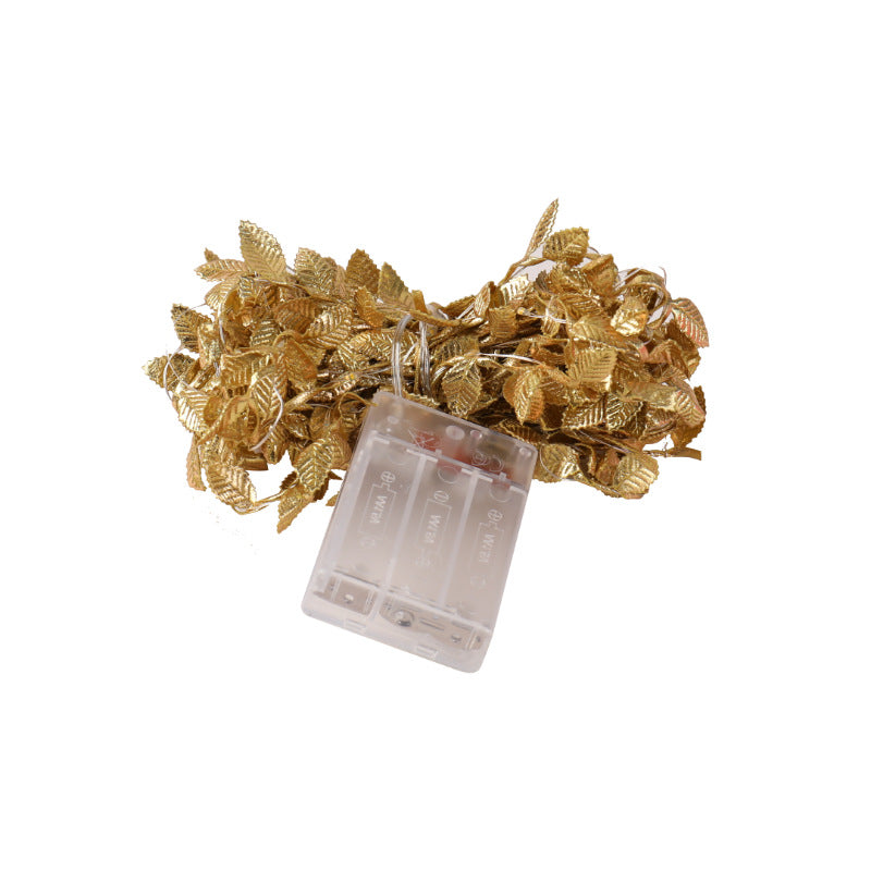 Cross-border simulation golden leaf copper wire light rattan leaf light string LED lights flashing modern simple decorative lights