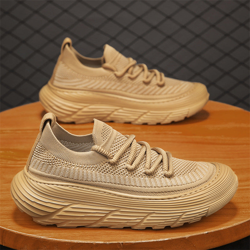 Men's summer breathable mesh casual sneakers, slip-on soft sole black flat sock shoes, trendy footwear
