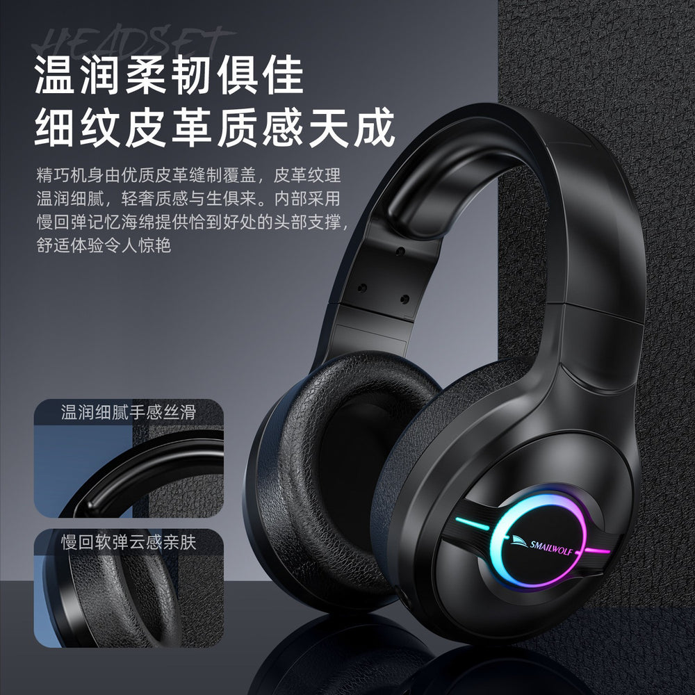 Smilewolf l50 bluetooth wireless tri-mode gaming headset - comfortable over-ear headphones with rgb lighting and microphone