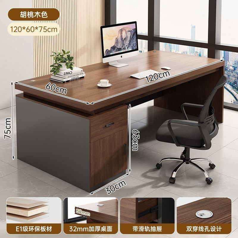 Modern home office desk computer table with chair, thickened desktop study table, office executive writing desk