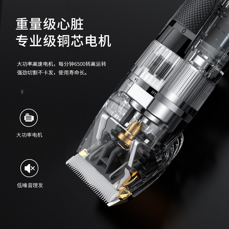 electric hairdresser clipper for home rechargeable engraving oil head push white digital display fast charging shaving electric clipper