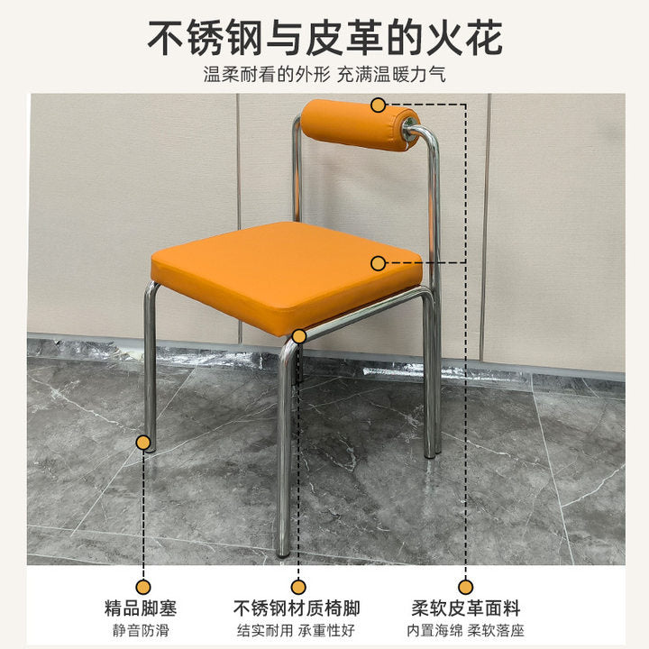 Dining Chair Industrial Style Theme Tea Restaurant BBQ Hot Pot Restaurant BBQ Buffet Stainless Steel Chair