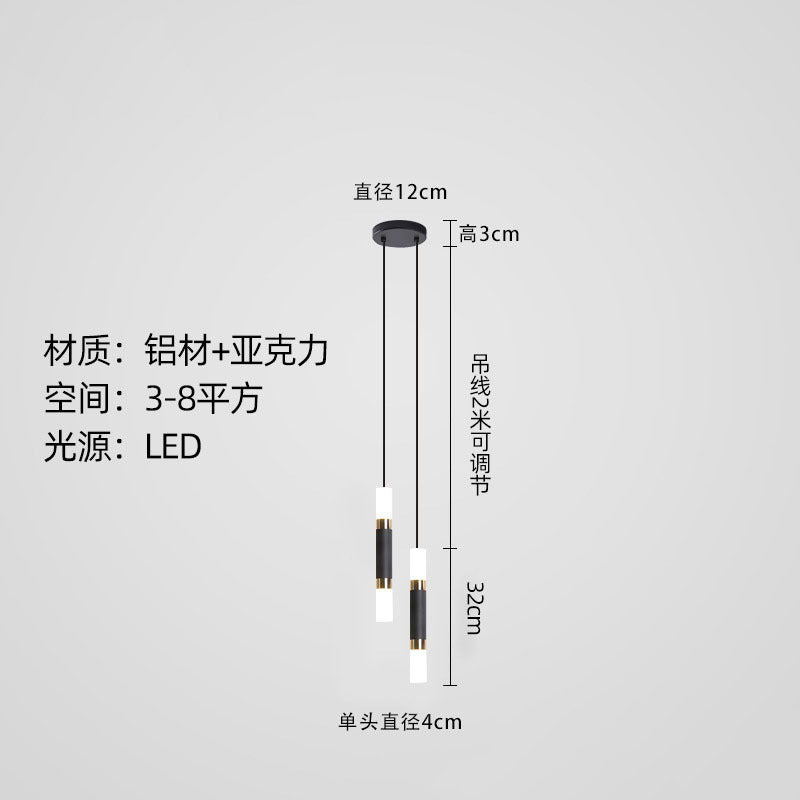 Modern minimalist linear single-head pendant light, italian-inspired light luxury style, suitable for bedrooms, bedside tables, bars, restaurants, and hotels