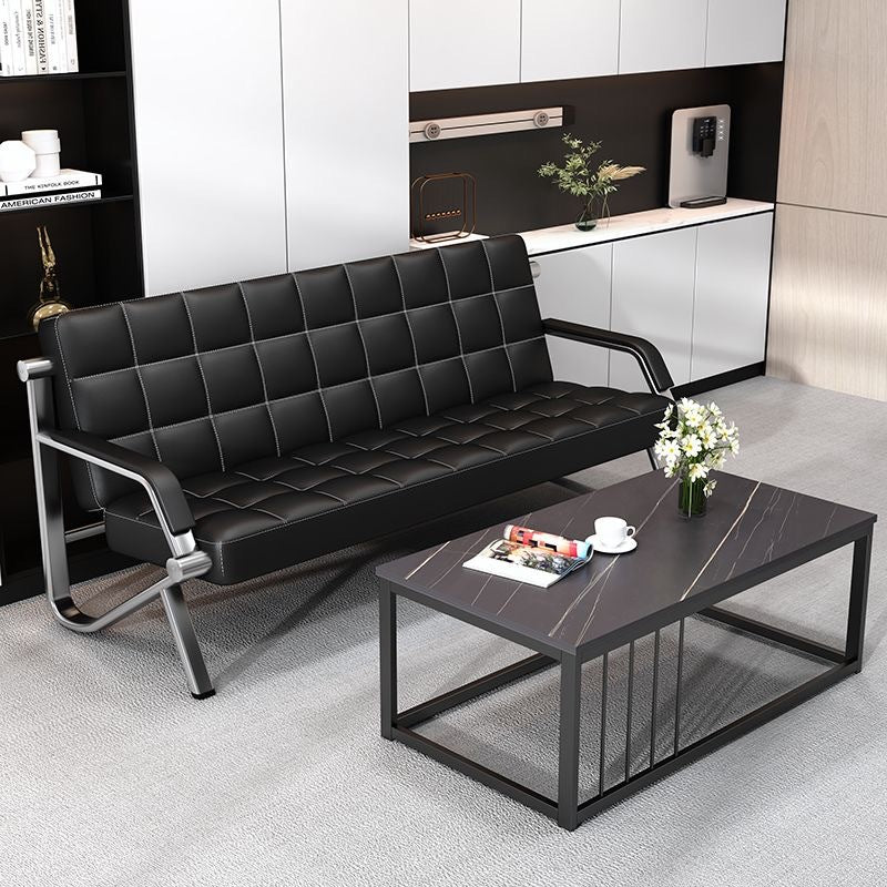 Modern minimalist iron art office sofa table and chair set - business reception sofa with center coffee table combination