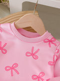 spring/summer newborn & toddler cute crewneck top + bowknot denim pants two-piece set