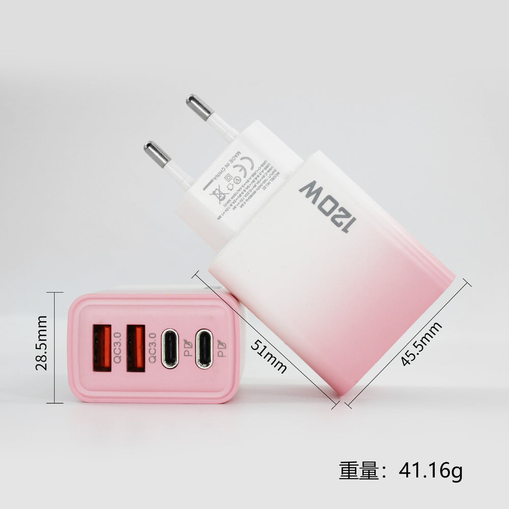 120w fast charging charger dual usb + dual type-c multi-port charging head us standard european standard mobile phone charger