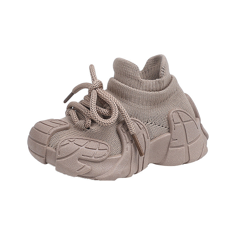Kids' athletic shoes - spring/autumn boys' casual sneakers, mesh flyknit girls' sock shoes, baby white shoes, ages 1-7